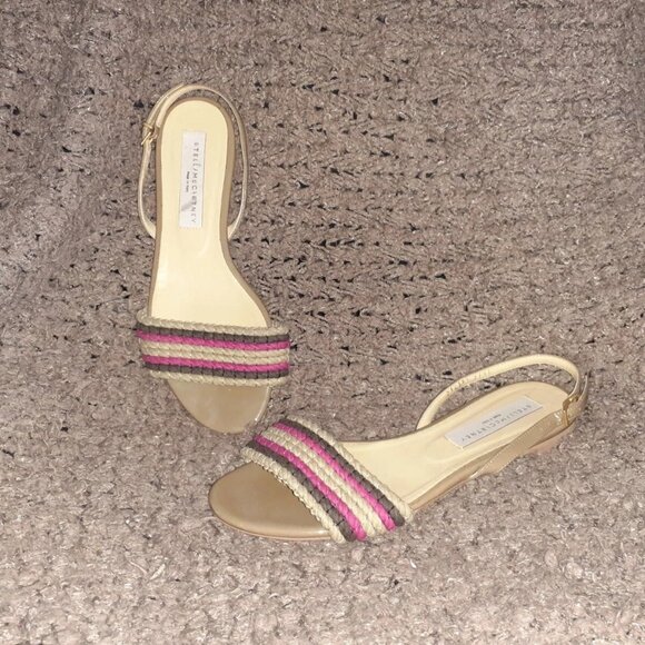 STELLA McCARTNEY-Multicolor Rope w/Vegan Patent Sling Back Sandals-Sz 37.5-EX - Picture 1 of 7